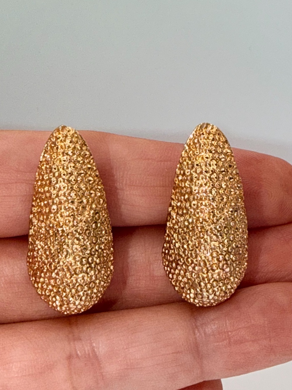Gold Textured Teardrop Earrings - Women Jewelry